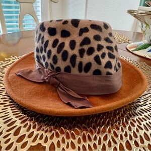 Grace Hats Favori Rust & Leopard Wool Fedora